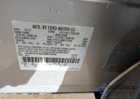 2018 Ford Edge Se z USA, uszkodzony, nr VIN 2FMPK3G9XJBB32208